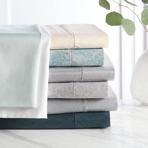 Hotel Style 4 Piece 600 Thread Count Teal Paisley Egyptian Cotton Bed Sheet Set, - Picture 1 of 6